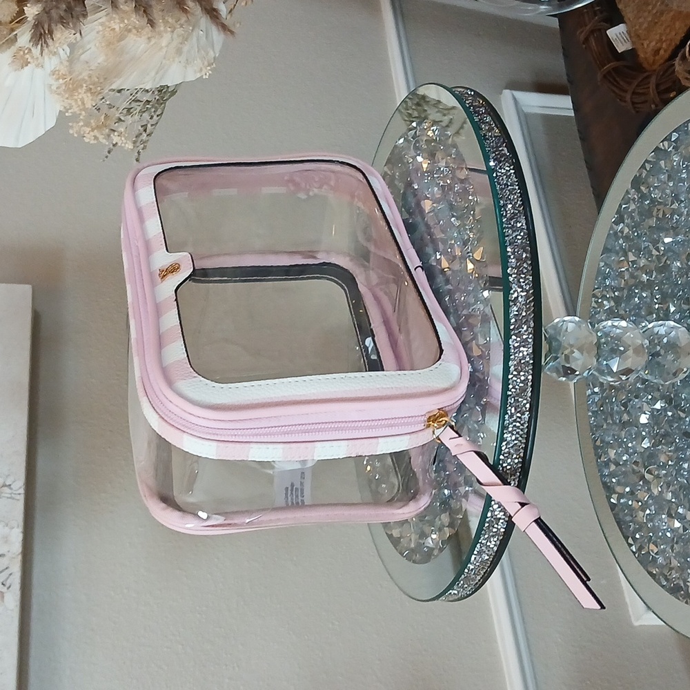 Victoria's Secret Heritage Stripes Pink Cosmetics Travel Bag - Picture 7 of 17
